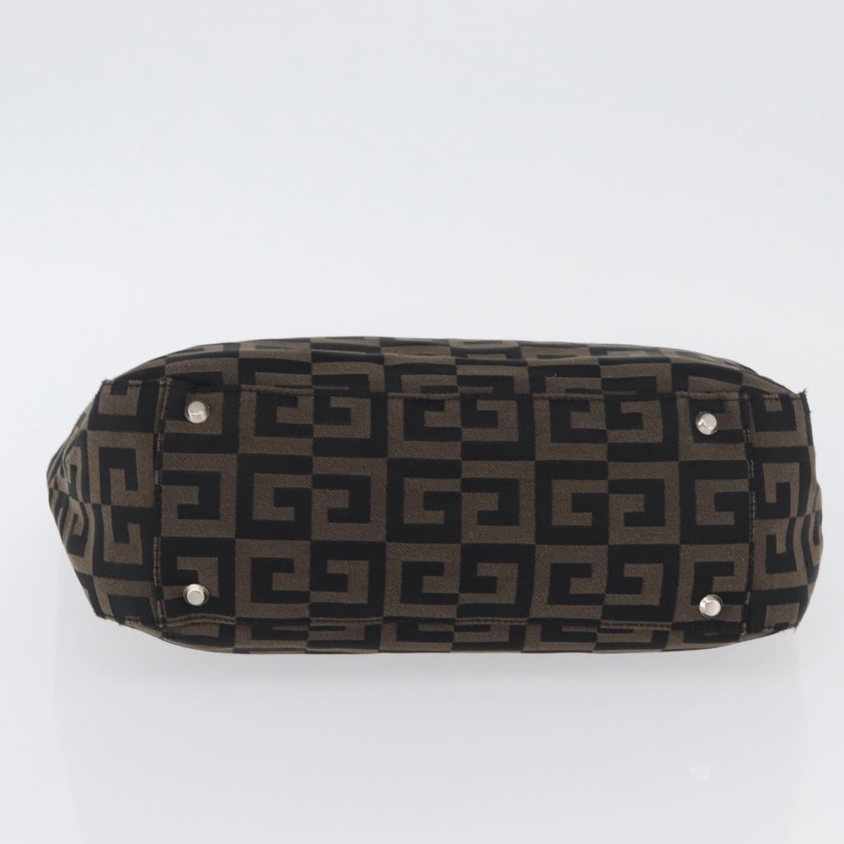 GIVENCHY Hand Bag Canvas Black Brown Auth ka3138