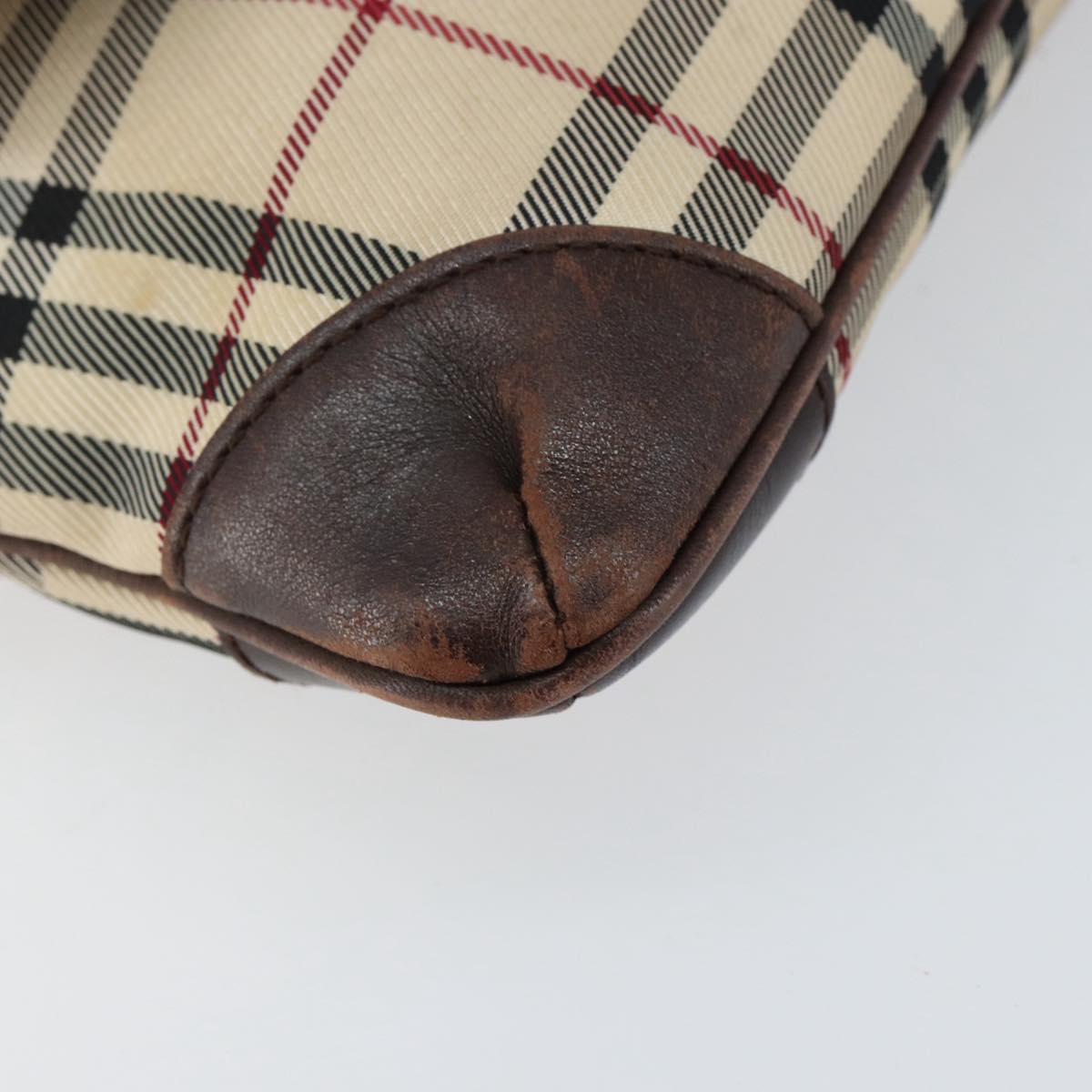 BURBERRY Nova Check Shoulder Bag Nylon Beige Silver Auth ka314