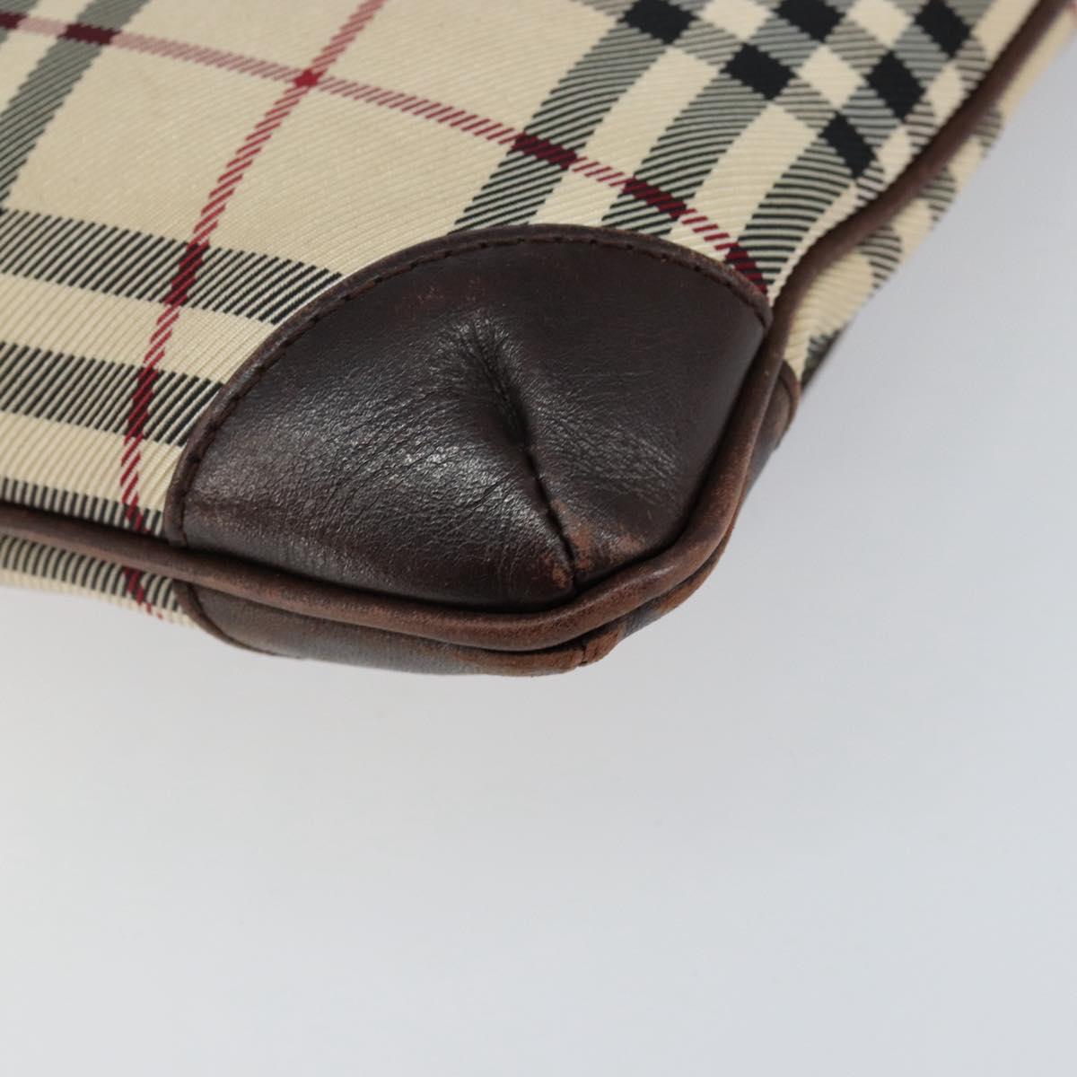 BURBERRY Nova Check Shoulder Bag Nylon Beige Silver Auth ka314