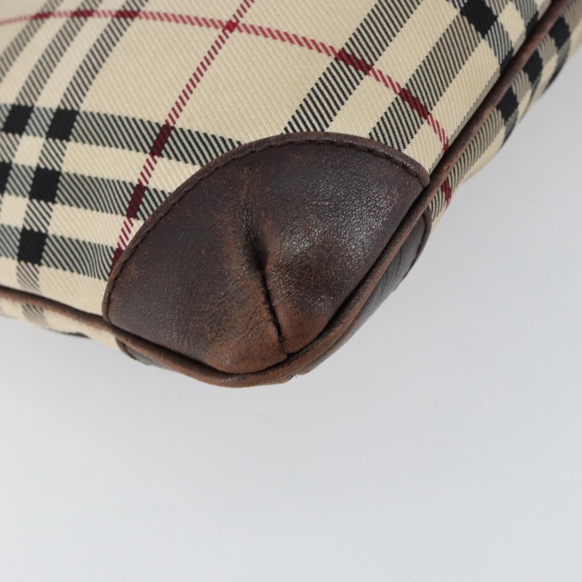 BURBERRY Nova Check Shoulder Bag Nylon Beige Silver Auth ka314