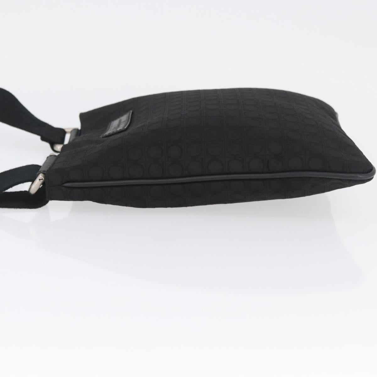 Salvatore Ferragamo Shoulder Bag Canvas Black Silver Auth ka3140