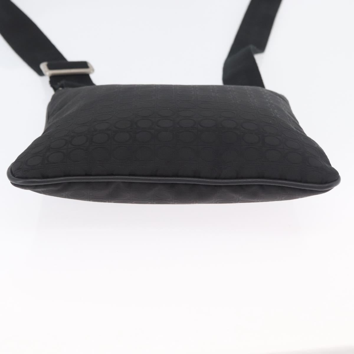 Salvatore Ferragamo Shoulder Bag Canvas Black Silver Auth ka3140