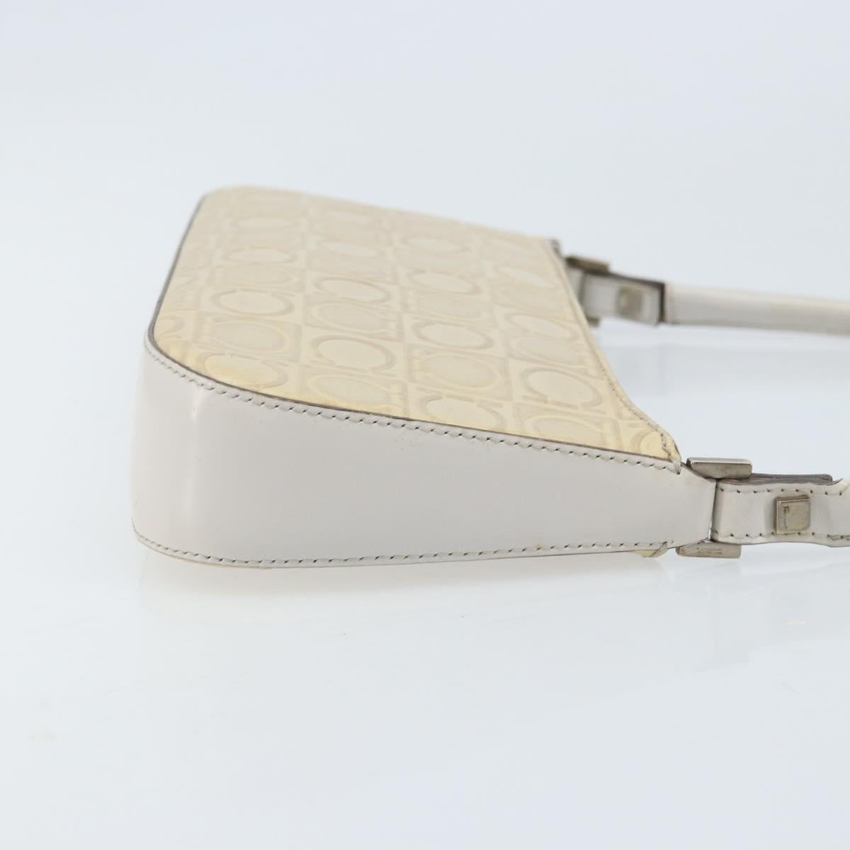 Salvatore Ferragamo Shoulder Bag Leather Beige Silver Auth ka3141