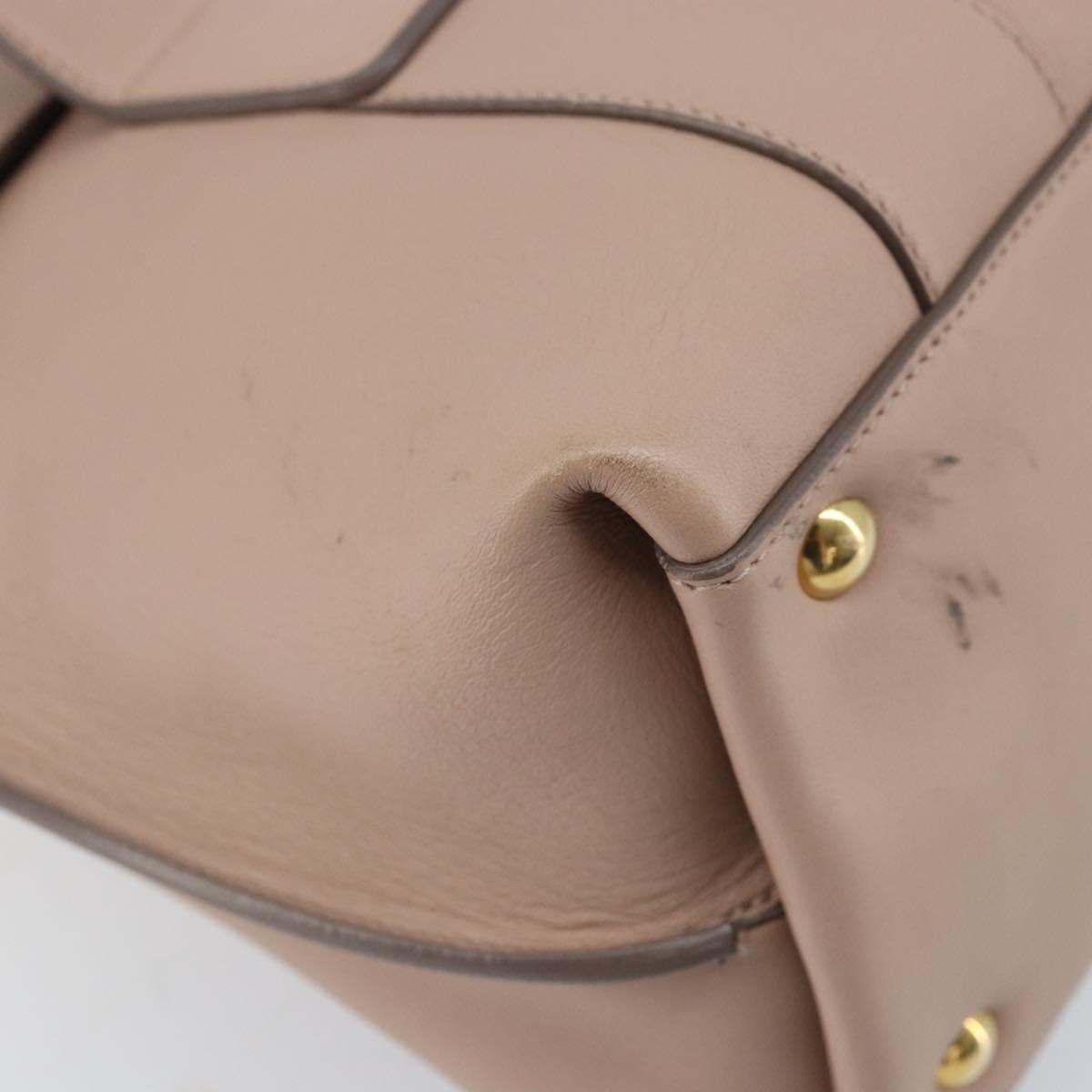 Salvatore Ferragamo Gancini Hand Bag Leather 2way Beige Gold Auth ka3143A