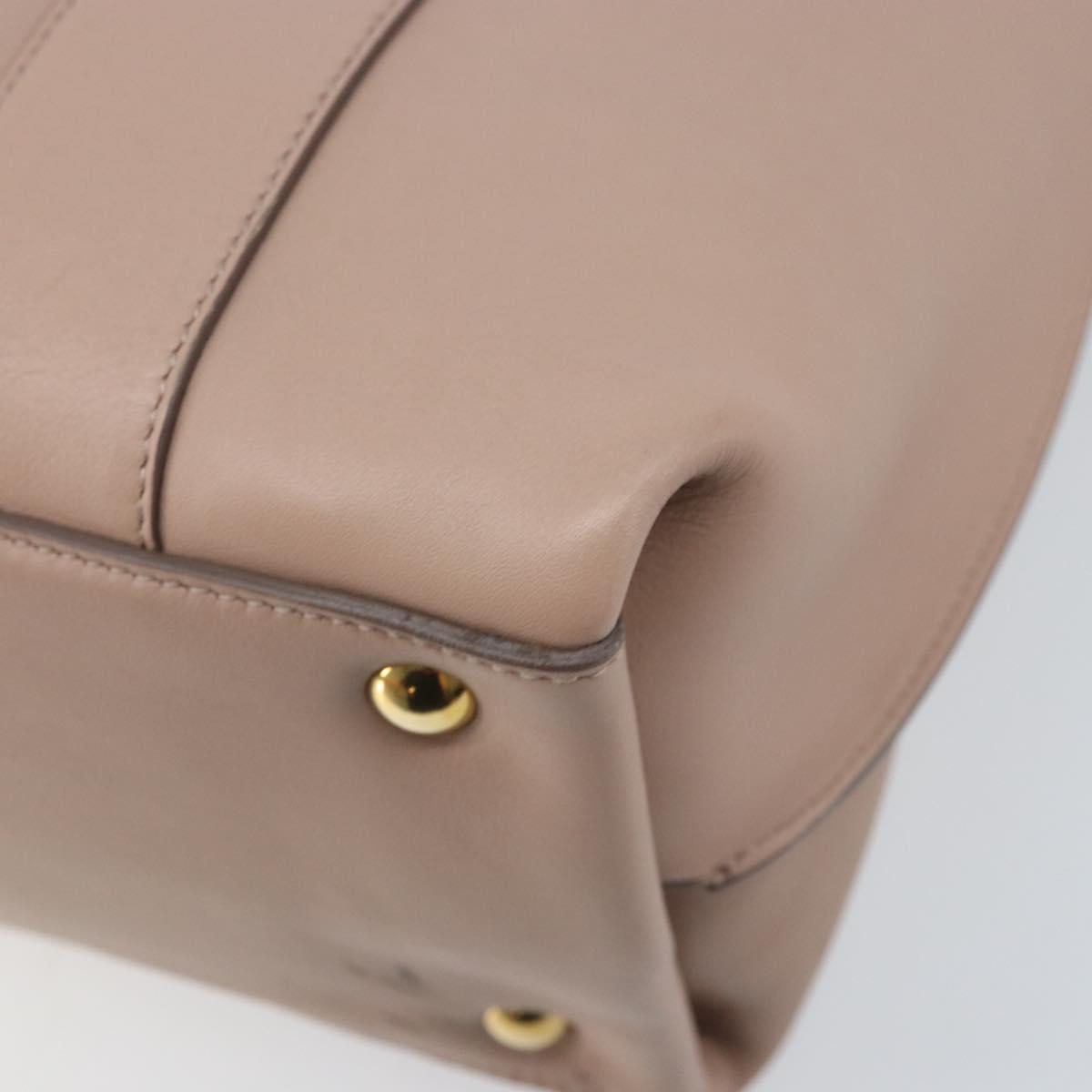 Salvatore Ferragamo Gancini Hand Bag Leather 2way Beige Gold Auth ka3143A