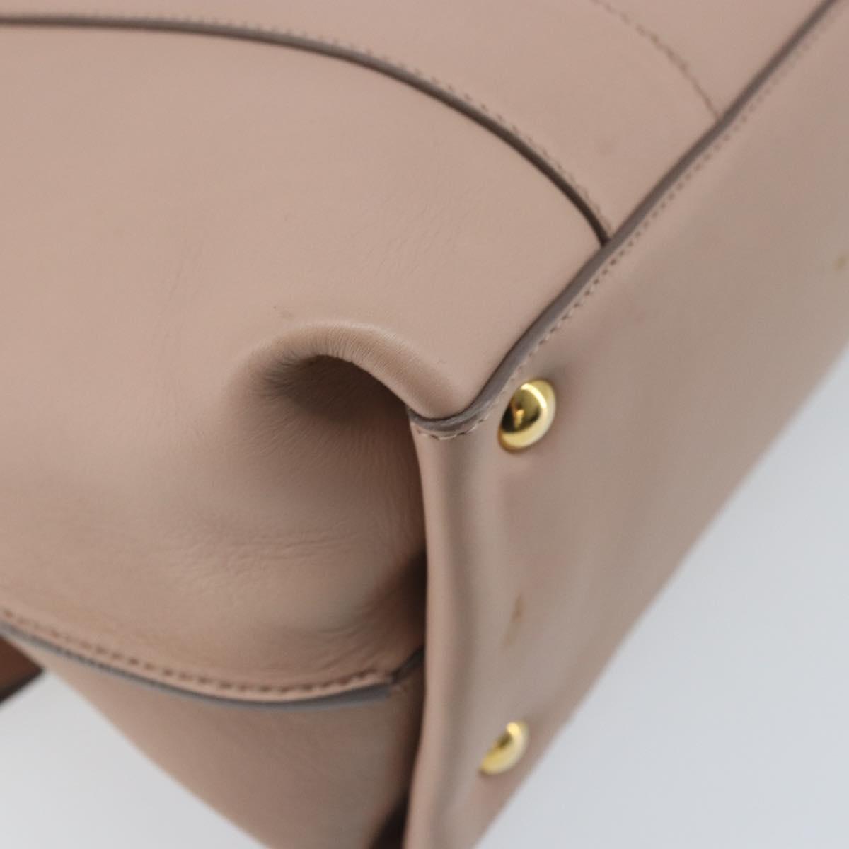 Salvatore Ferragamo Gancini Hand Bag Leather 2way Beige Gold Auth ka3143A