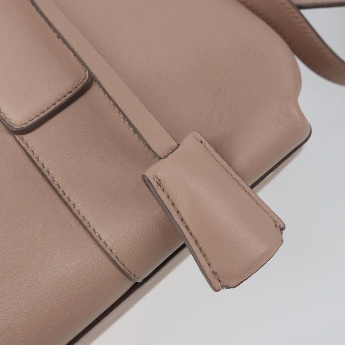 Salvatore Ferragamo Gancini Hand Bag Leather 2way Beige Gold Auth ka3143A