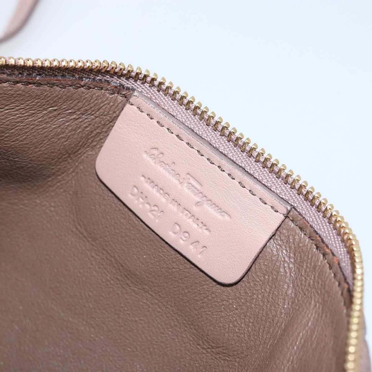 Salvatore Ferragamo Gancini Hand Bag Leather 2way Beige Gold Auth ka3143A