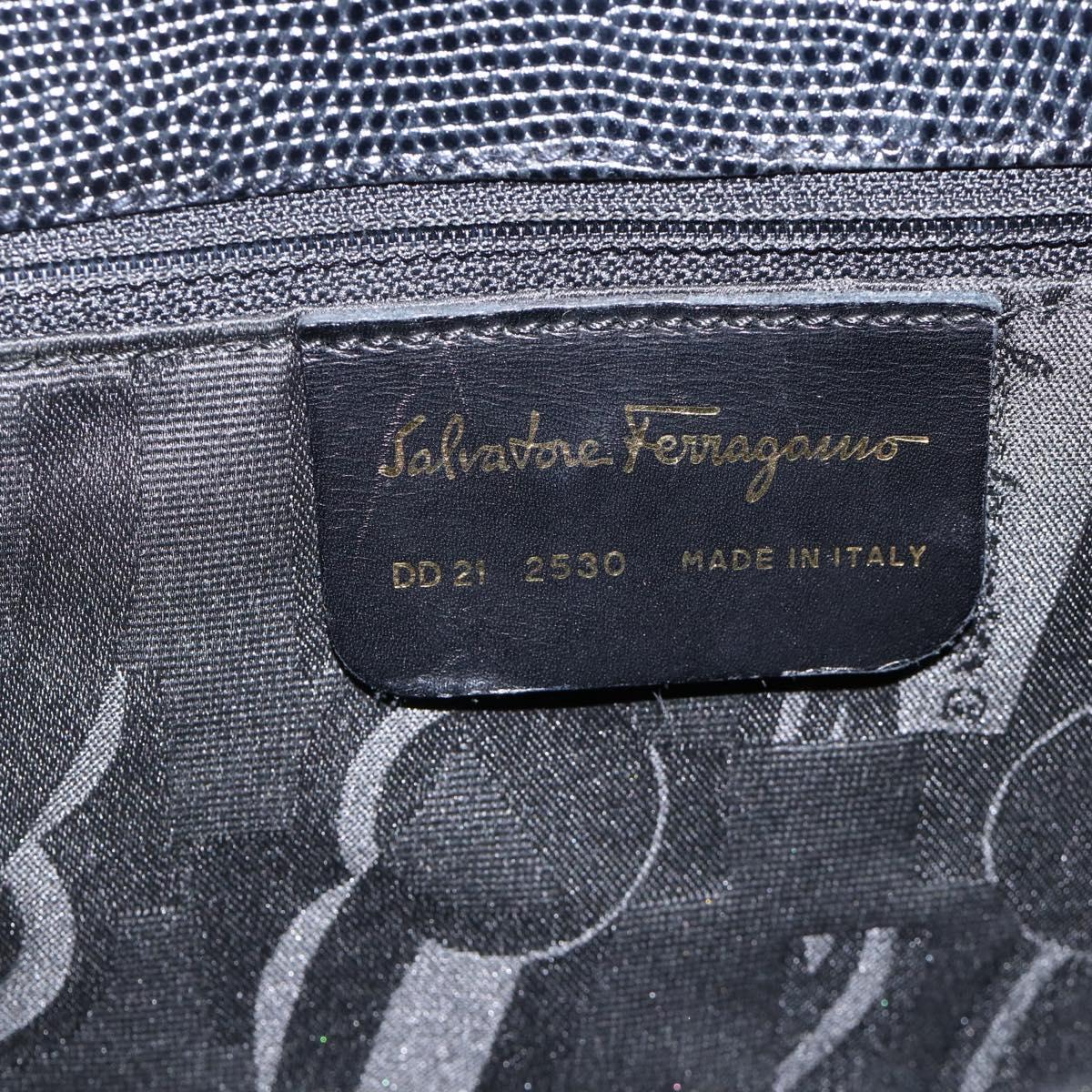 Salvatore Ferragamo Shoulder Bag Leather Navy Gold Auth ka3144A