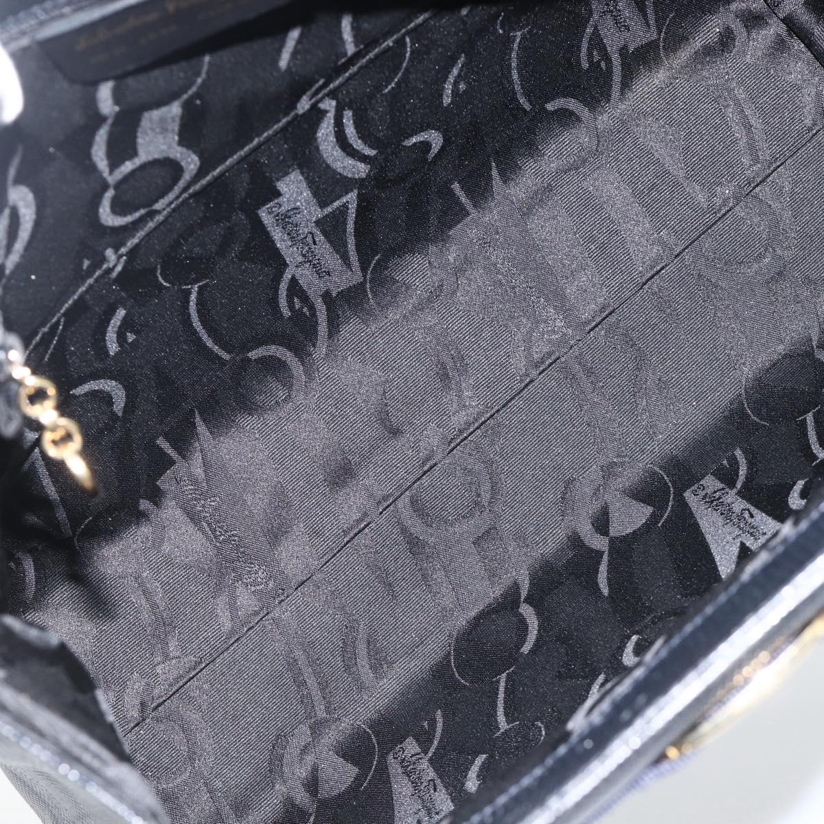 Salvatore Ferragamo Shoulder Bag Leather Navy Gold Auth ka3144A
