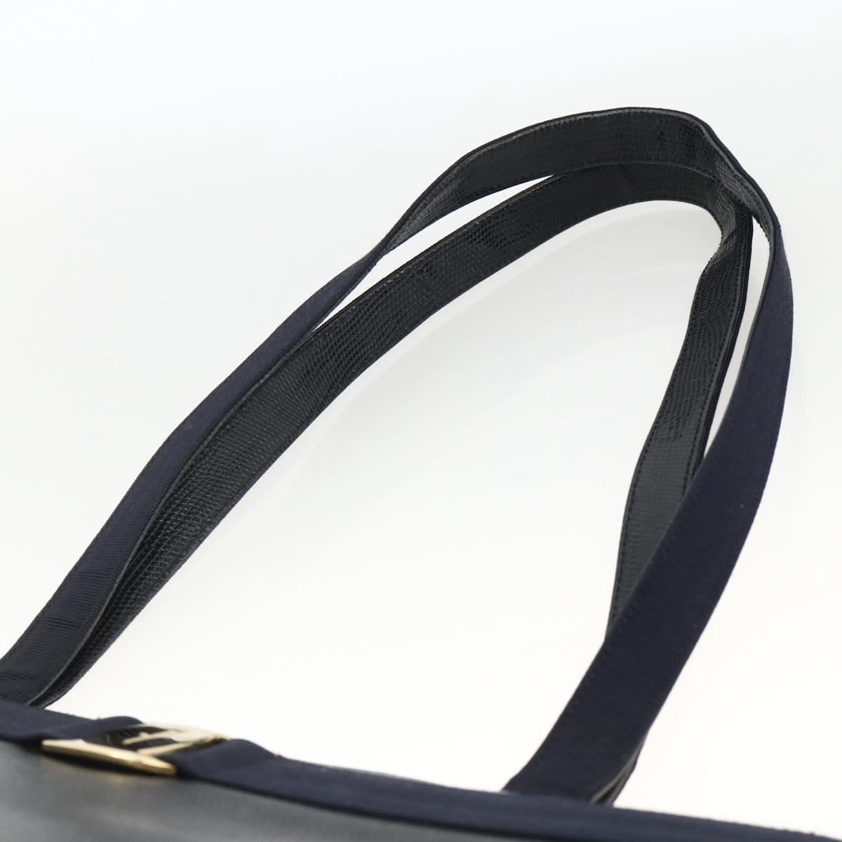 Salvatore Ferragamo Shoulder Bag Leather Navy Gold Auth ka3144A