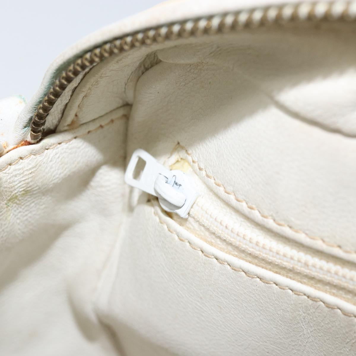 CHANEL Chain Shoulder Bag Patent leather Beige Gold CC Auth ka3145