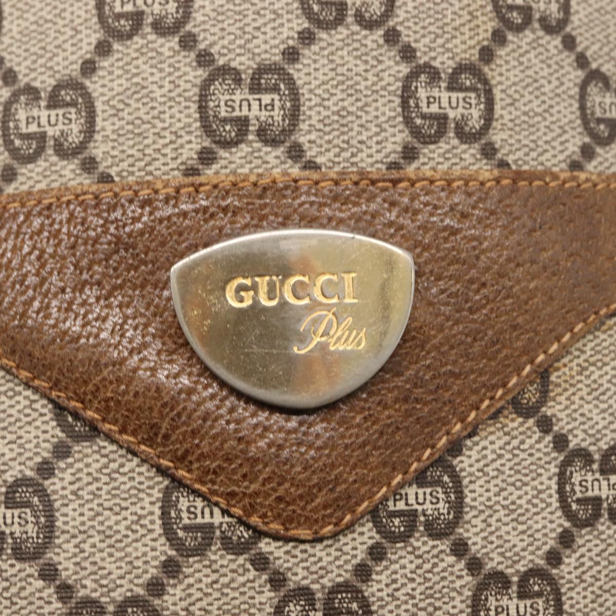 GUCCI GG Plus Supreme Web Sherry Line Tote Bag PVC Beige Red Green Auth ka315
