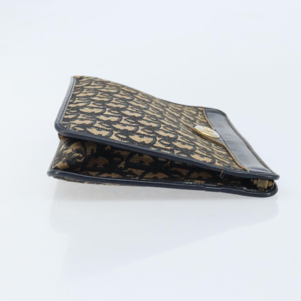 Christian Dior Trotter Canvas Clutch Bag Navy Gold Auth ka3155