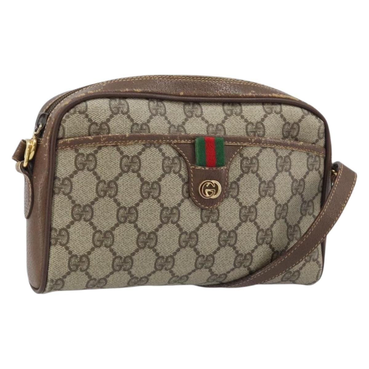 GUCCI GG Supreme Web Sherry Line Shoulder Bag PVC Beige 116 02 089 Auth ka3157