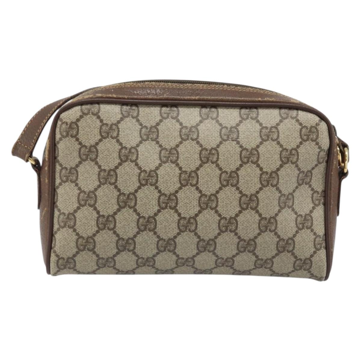 GUCCI GG Supreme Web Sherry Line Shoulder Bag PVC Beige 116 02 089 Auth ka3157