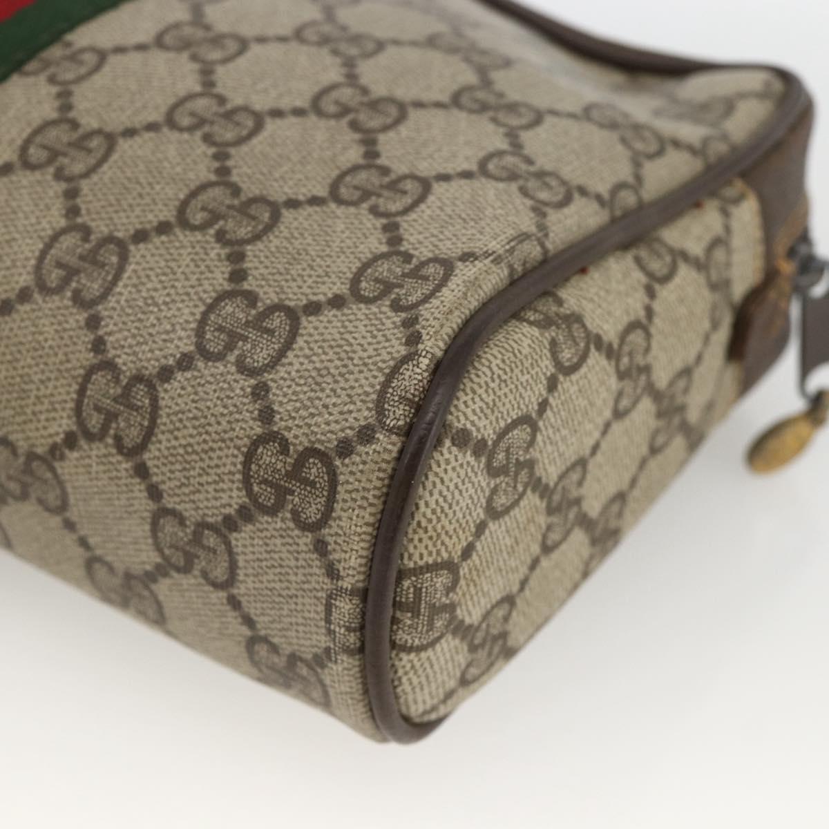 GUCCI GG Supreme Web Sherry Line Clutch Bag PVC Beige Red 010 378 Auth ka3160