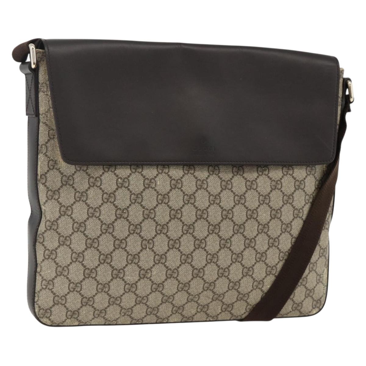 GUCCI GG Supreme Shoulder Bag PVC Gold Beige 223666 Auth ka3168