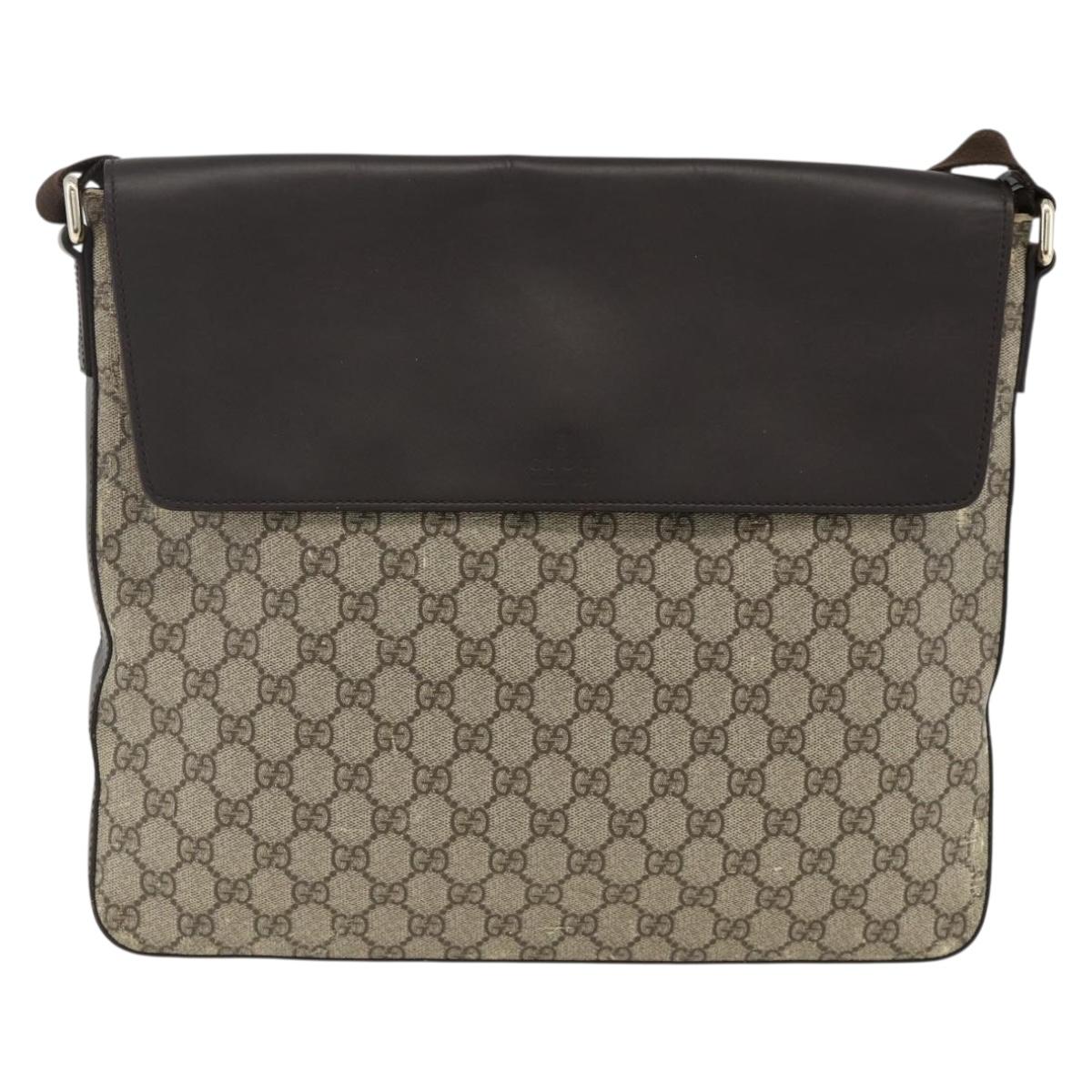 GUCCI GG Supreme Shoulder Bag PVC Gold Beige 223666 Auth ka3168