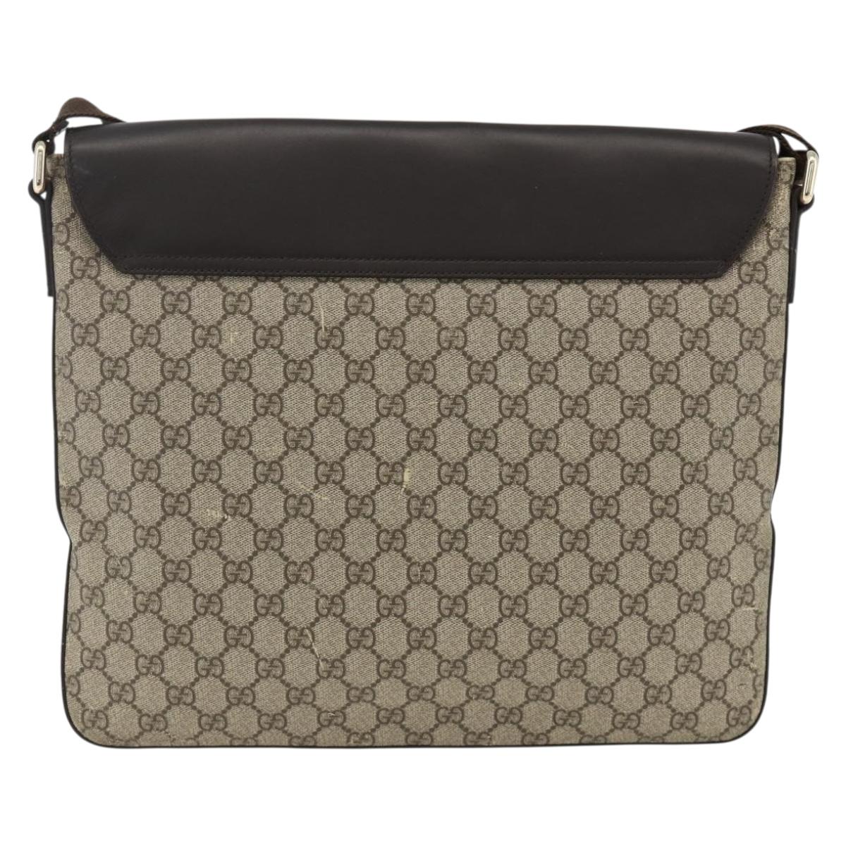 GUCCI GG Supreme Shoulder Bag PVC Gold Beige 223666 Auth ka3168