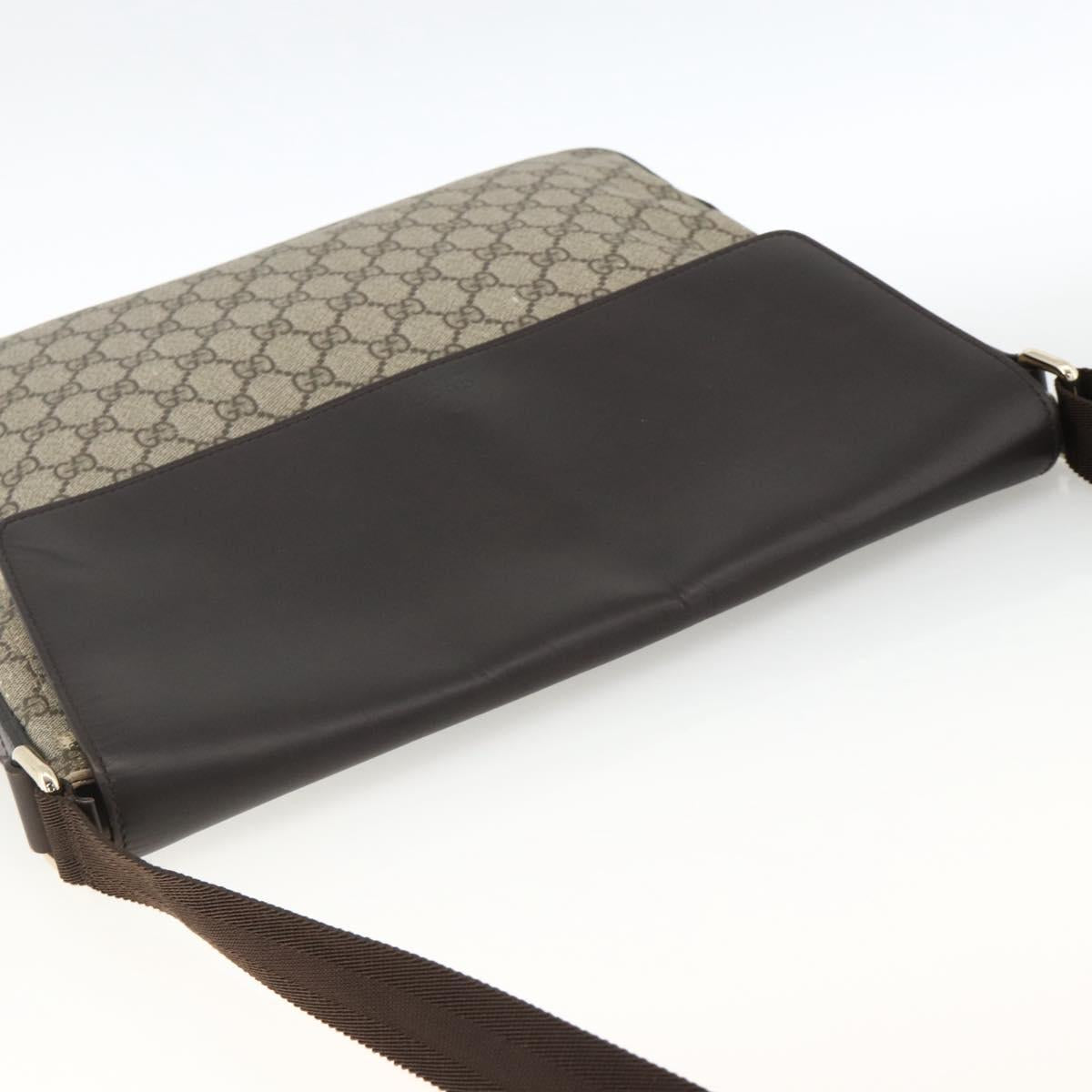 GUCCI GG Supreme Shoulder Bag PVC Gold Beige 223666 Auth ka3168