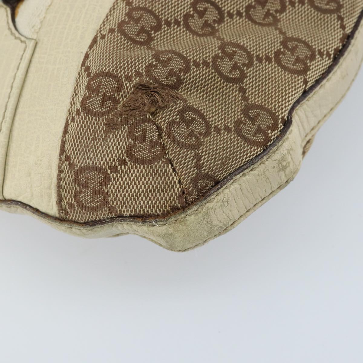 GUCCI GG Canvas Shoulder Bag Gold Beige 137388 Auth ka3169