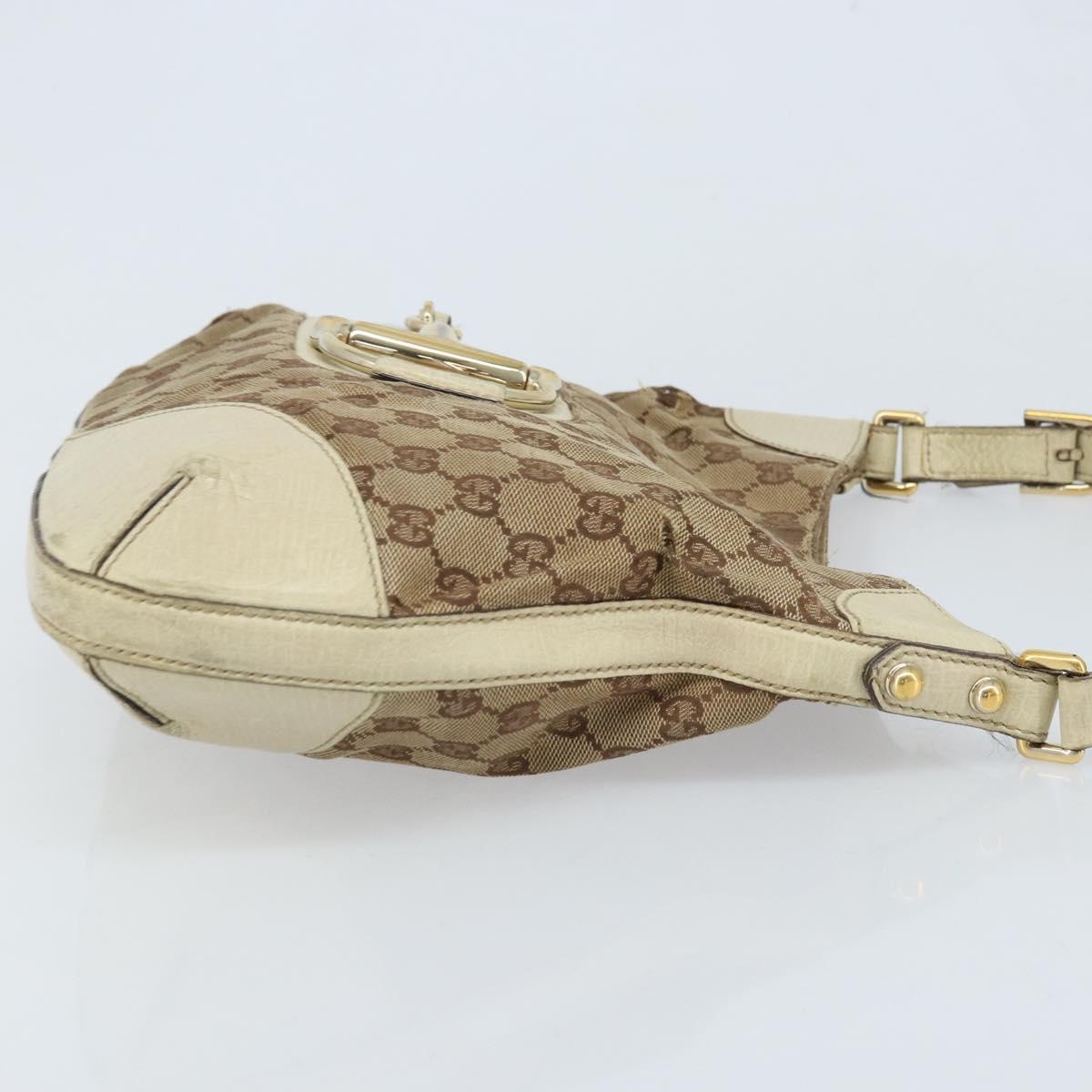 GUCCI GG Canvas Shoulder Bag Gold Beige 137388 Auth ka3169