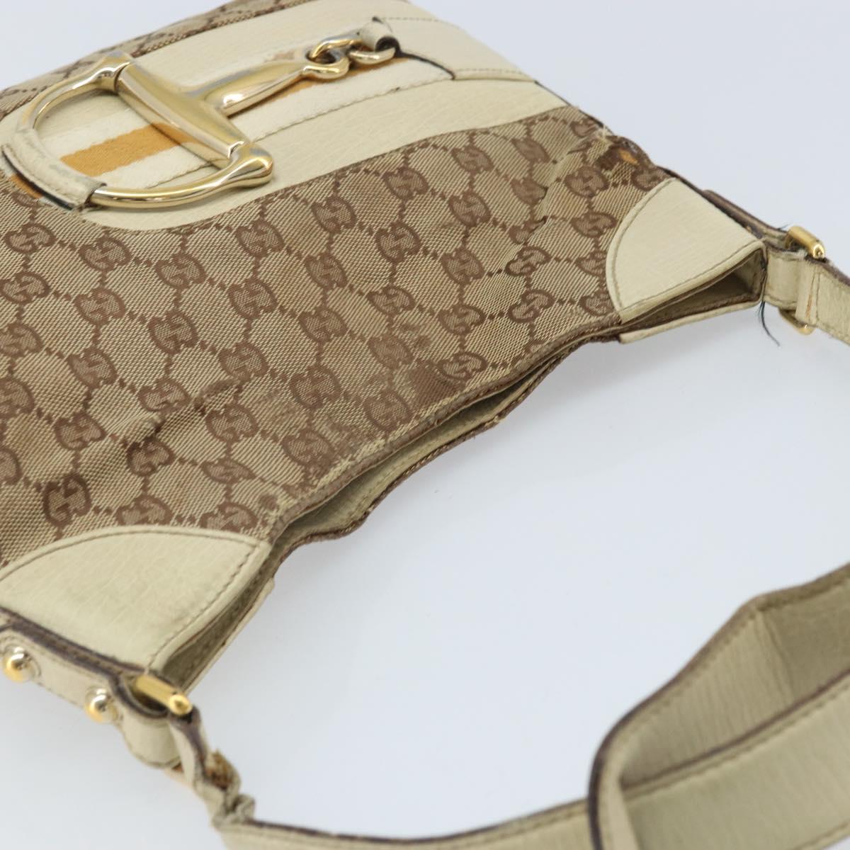 GUCCI GG Canvas Shoulder Bag Gold Beige 137388 Auth ka3169