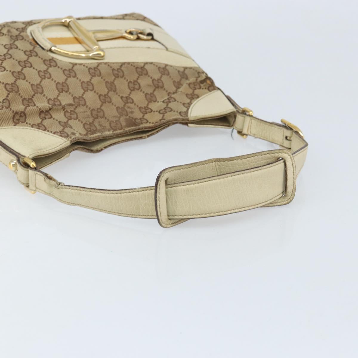 GUCCI GG Canvas Shoulder Bag Gold Beige 137388 Auth ka3169