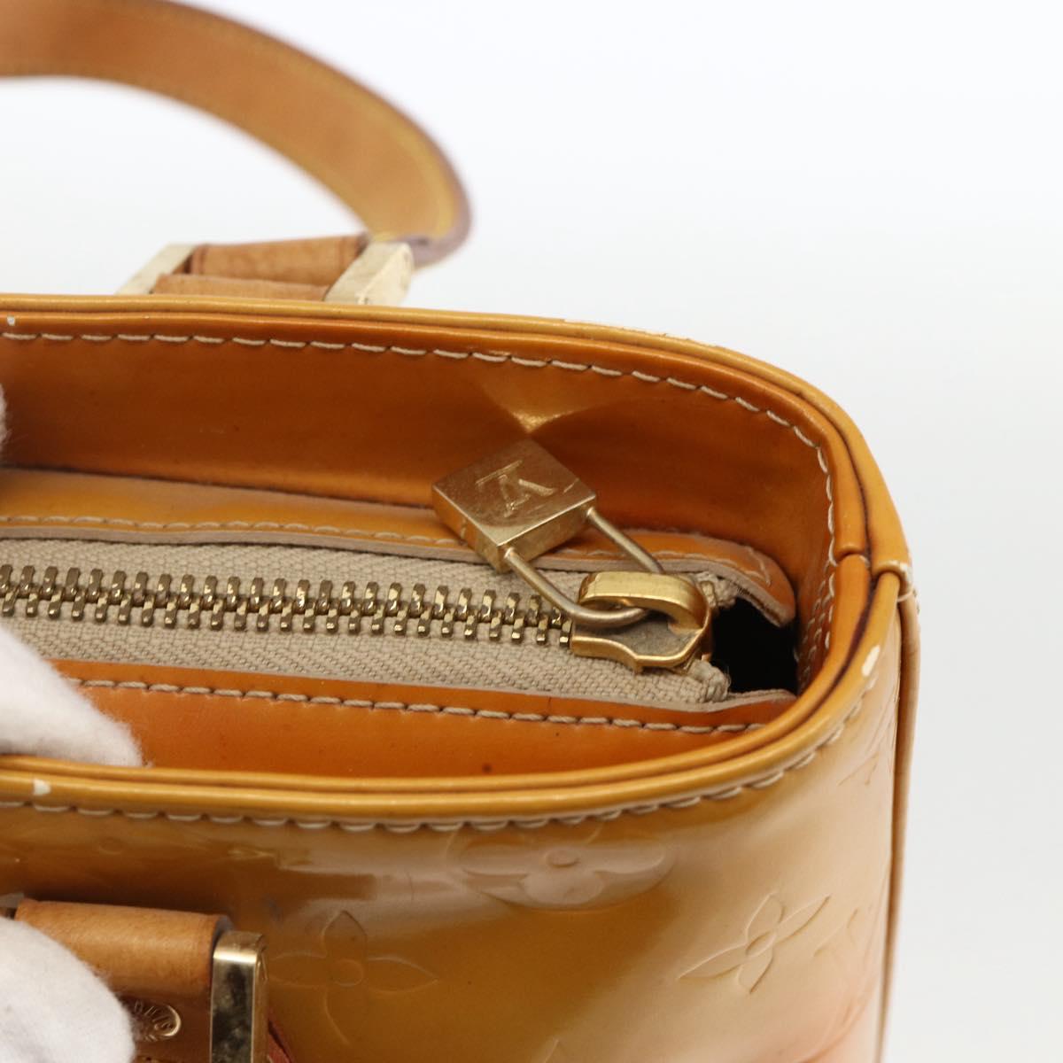 LOUIS VUITTON Monogram Vernis Houston Hand Bag Beige M91004 LV Auth ka3171