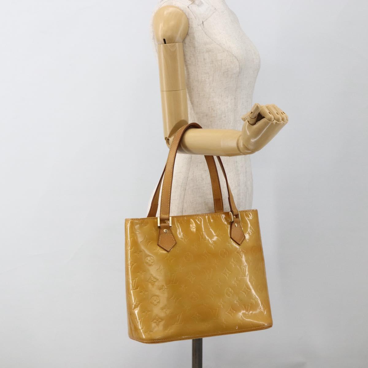 LOUIS VUITTON Monogram Vernis Houston Hand Bag Beige M91004 LV Auth ka3171