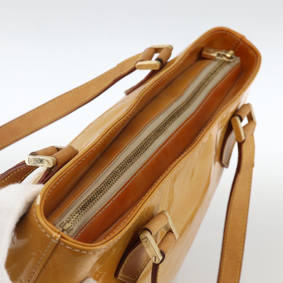 LOUIS VUITTON Monogram Vernis Houston Hand Bag Beige M91004 LV Auth ka3171