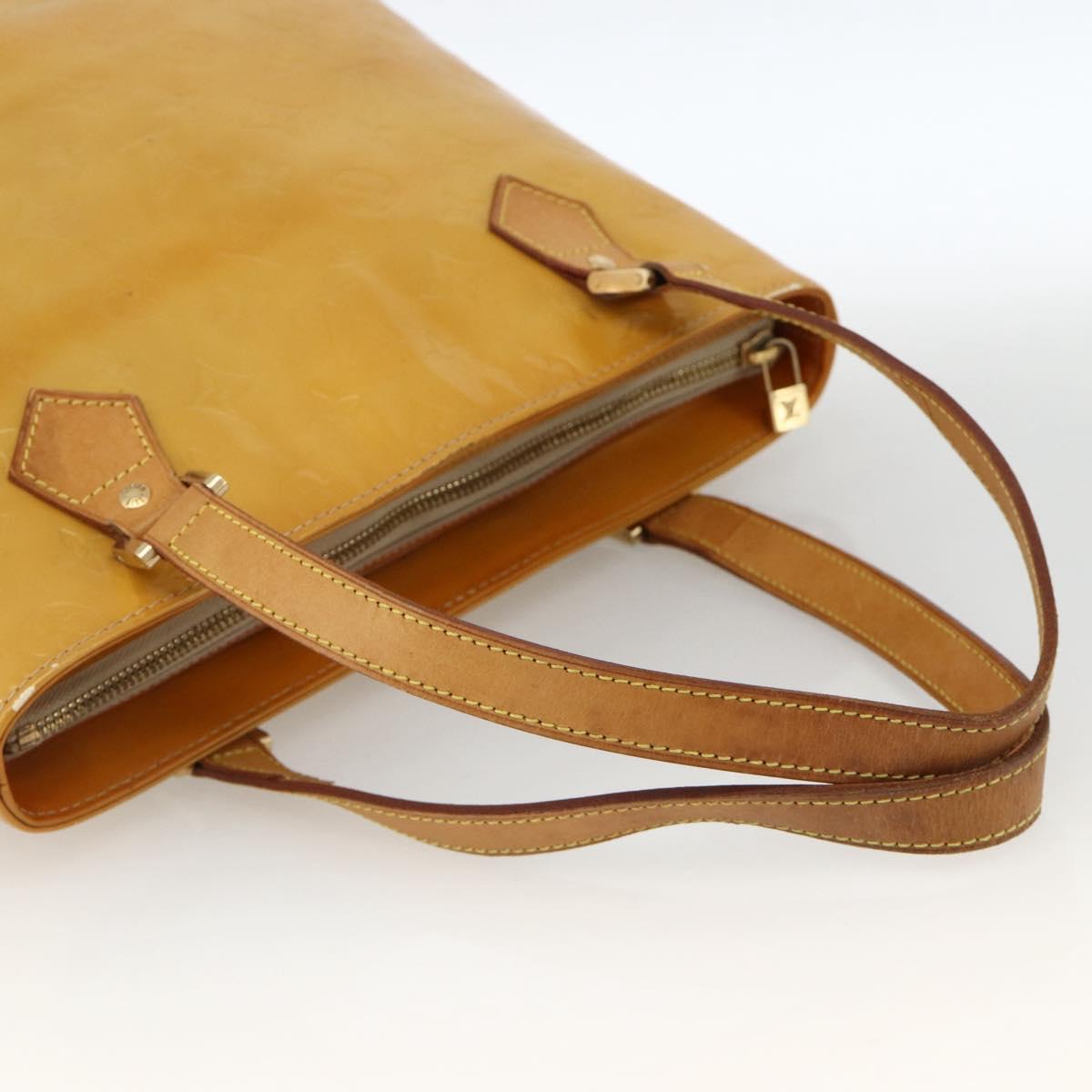 LOUIS VUITTON Monogram Vernis Houston Hand Bag Beige M91004 LV Auth ka3171
