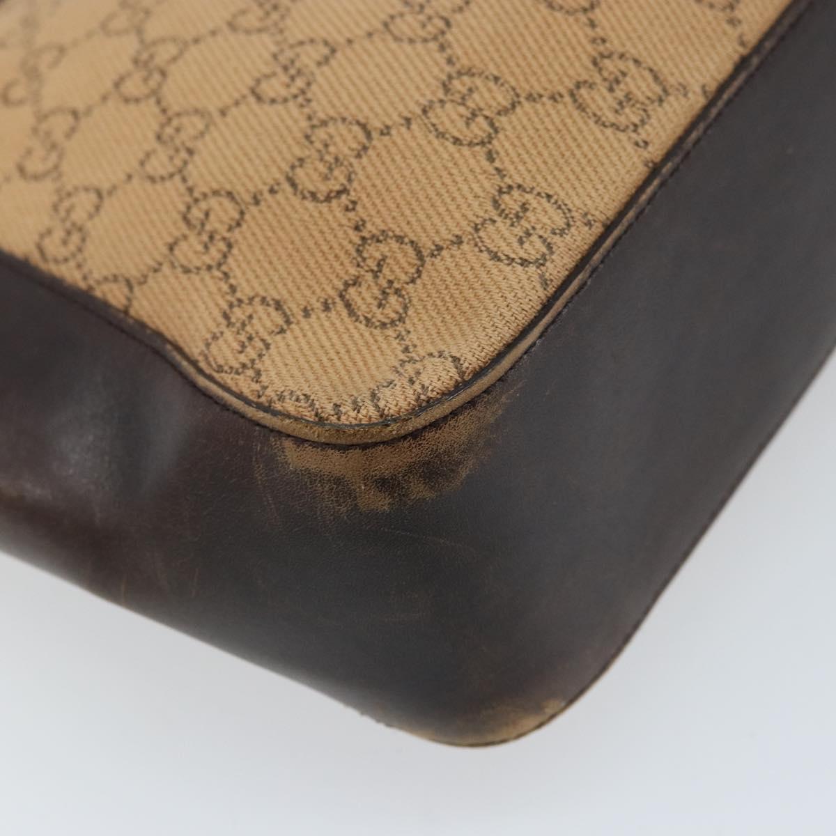 GUCCI GG Canvas Tote Bag Beige Silver 73983 Auth ka3180