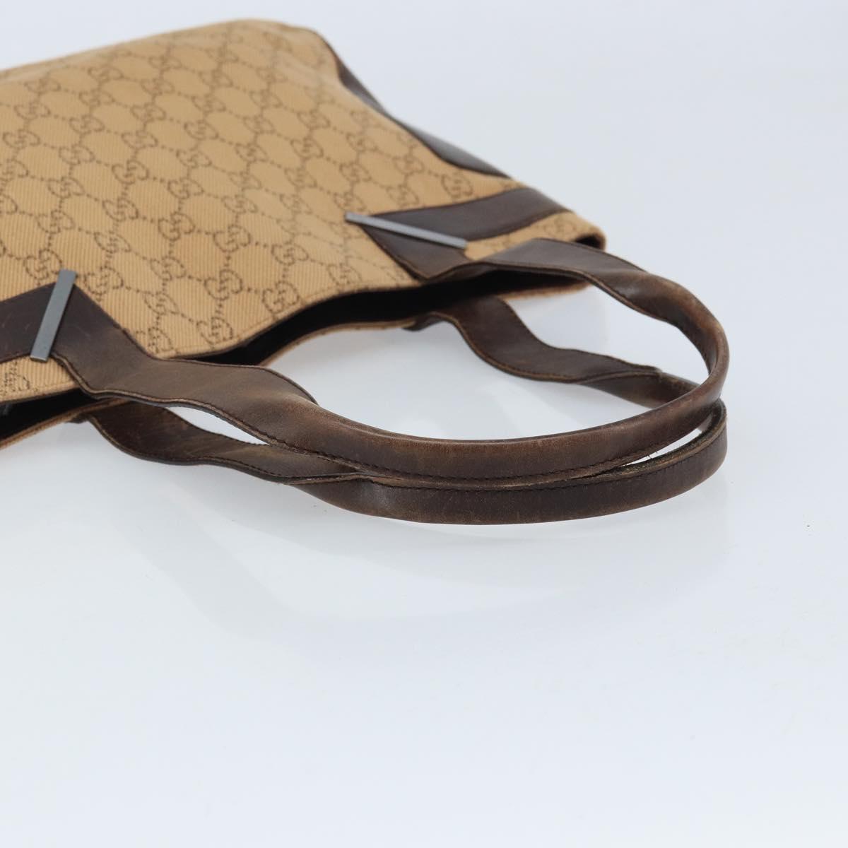 GUCCI GG Canvas Tote Bag Beige Silver 73983 Auth ka3180