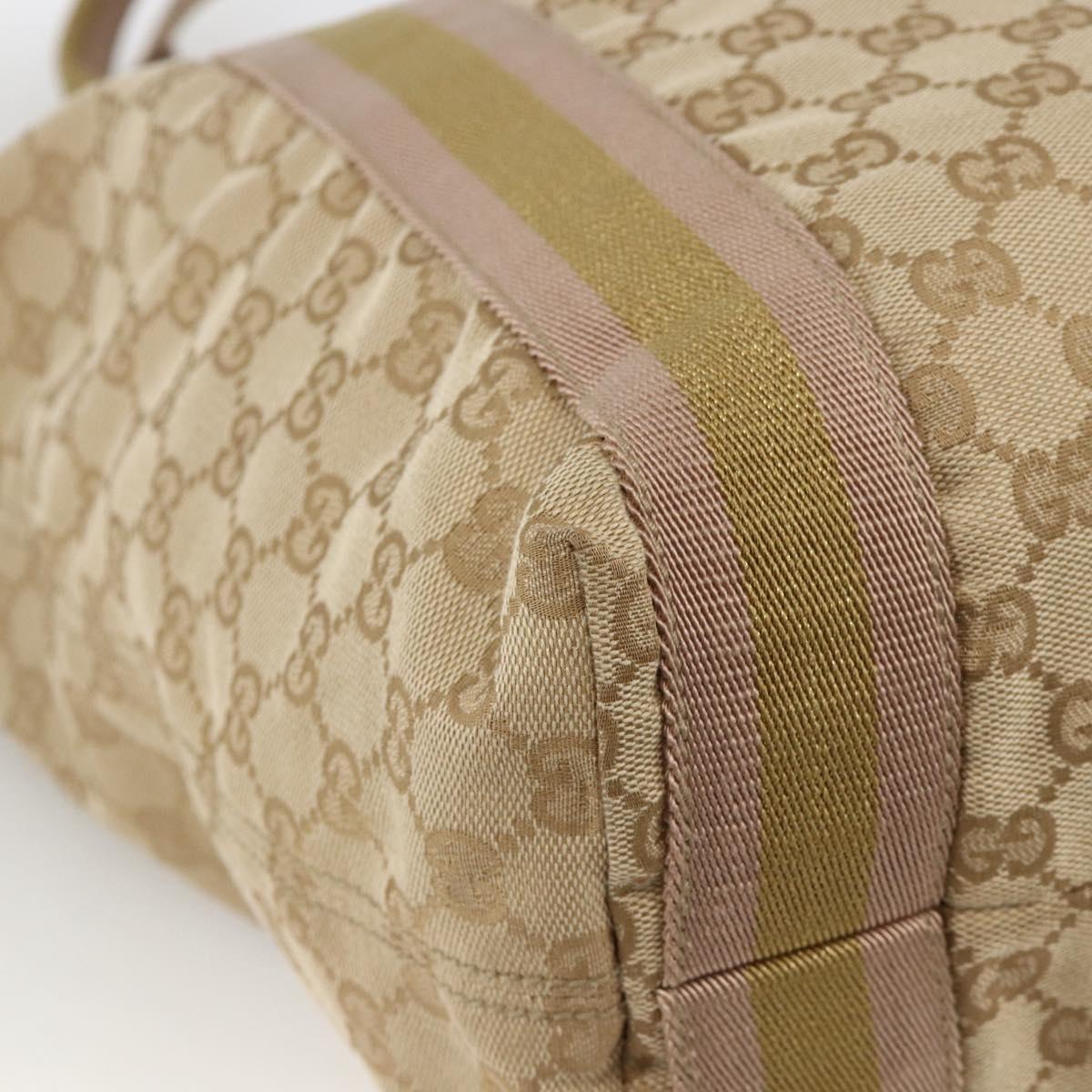 GUCCI GG Canvas Sherry Line Tote Bag Beige 189669 Auth ka3188