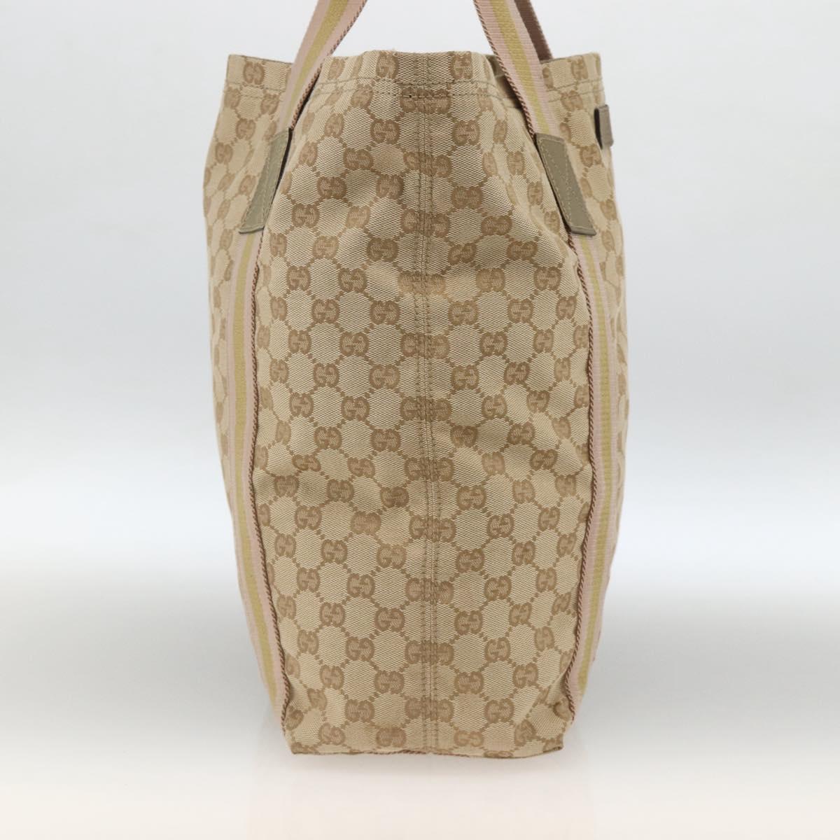 GUCCI GG Canvas Sherry Line Tote Bag Beige 189669 Auth ka3188