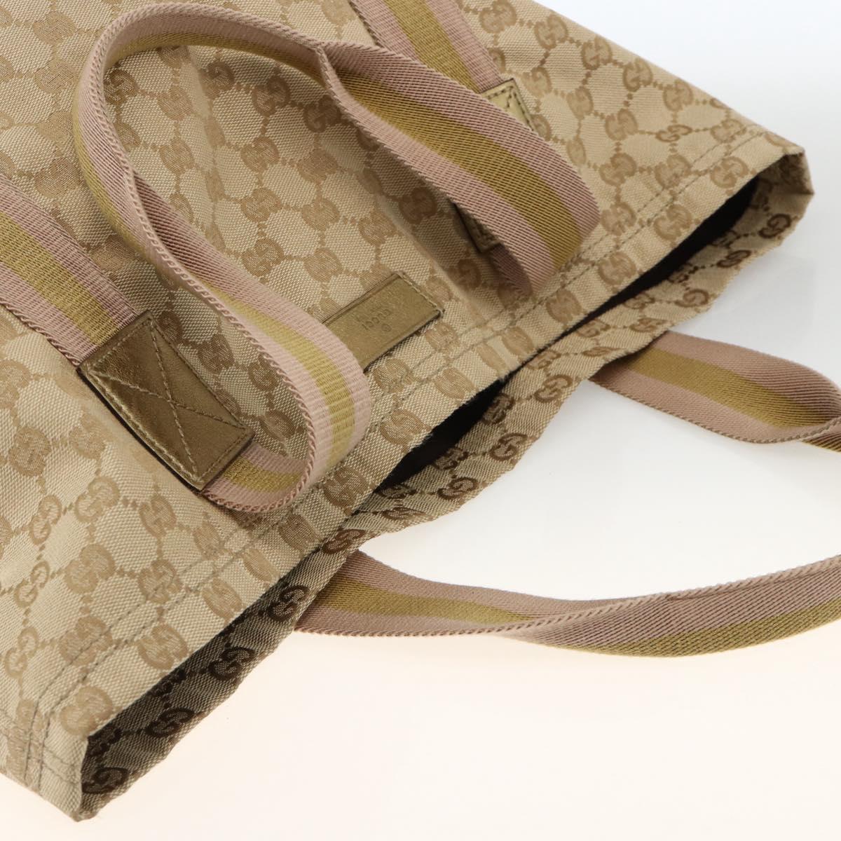 GUCCI GG Canvas Sherry Line Tote Bag Beige 189669 Auth ka3188