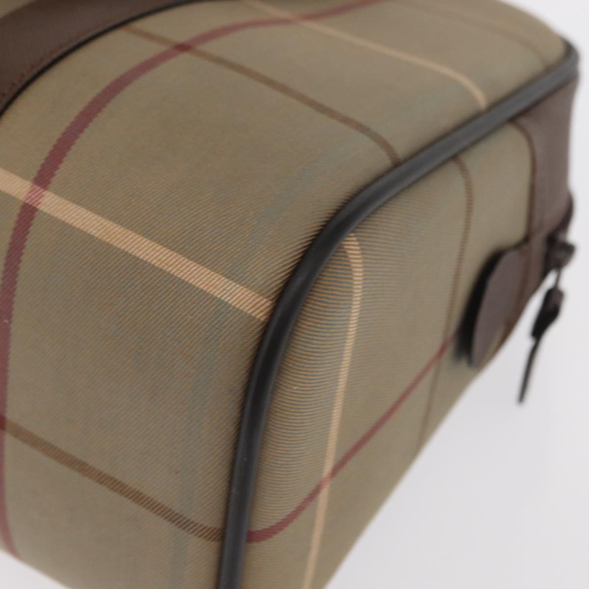 Burberrys Nova Check Boston Bag Canvas Leather Beige Gold Auth ka319