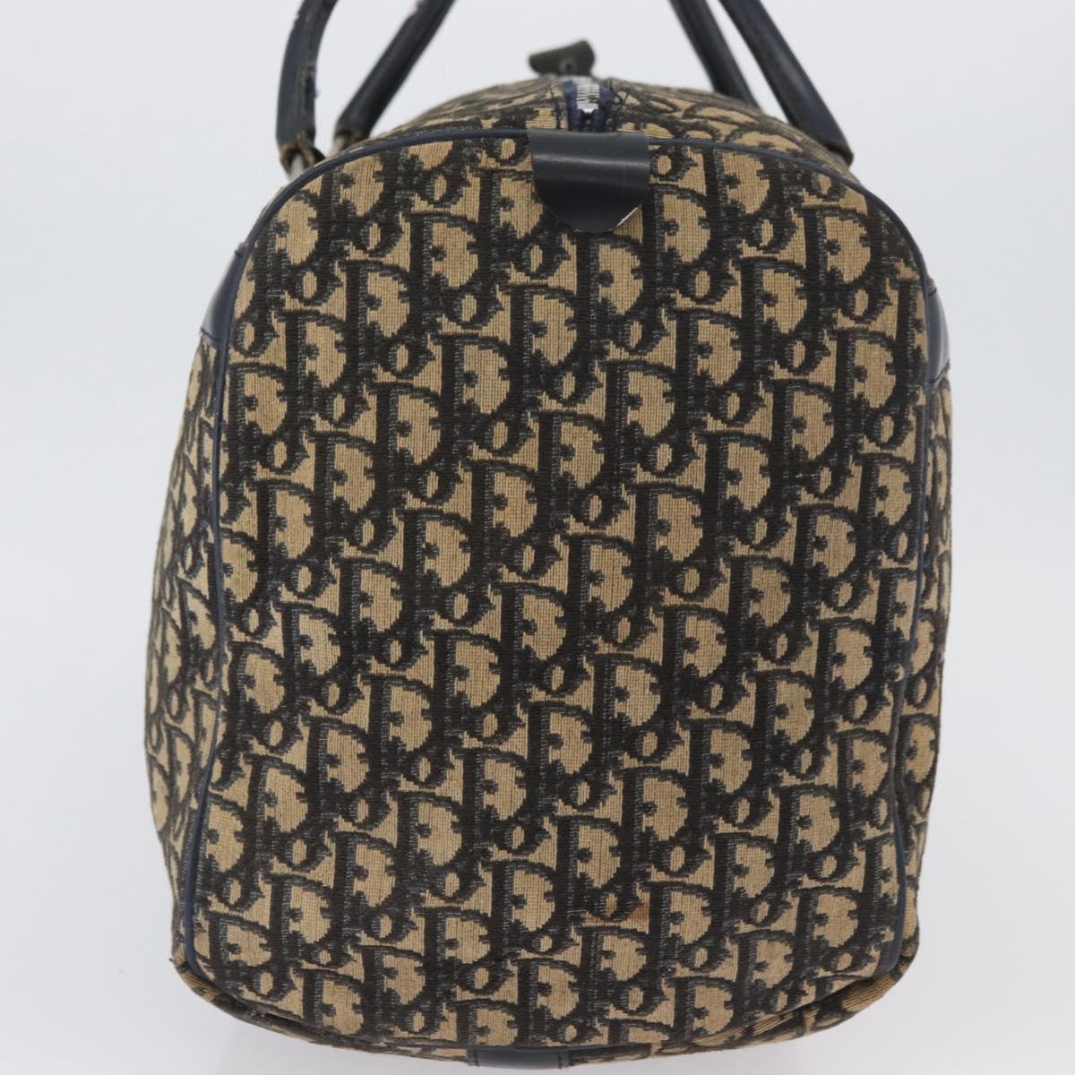Christian Dior Trotter Canvas Boston Bag Navy Silver Auth ka3190