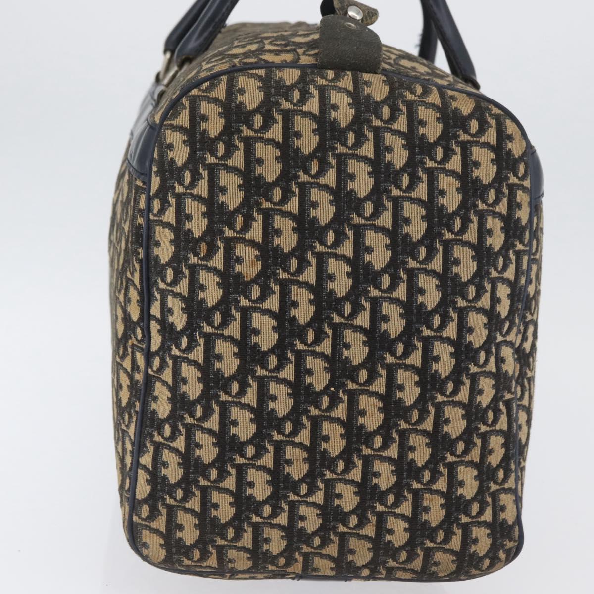 Christian Dior Trotter Canvas Boston Bag Navy Silver Auth ka3190