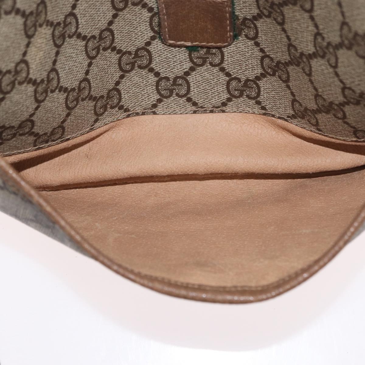 GUCCI GG Supreme Web Sherry Line Shoulder Bag PVC Beige Gold 169937 Auth ka3198