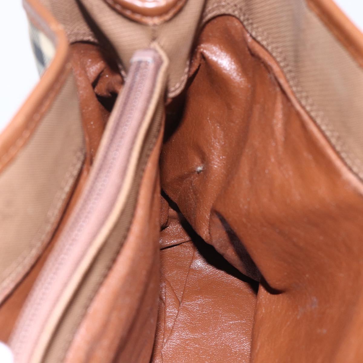 Burberrys Nova Check Hand Bag Canvas Beige Gold Auth ka320