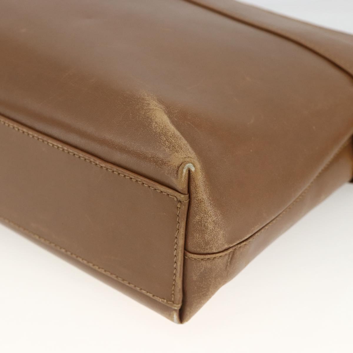Salvatore Ferragamo Shoulder Bag Leather Brown Gold Auth ka3200