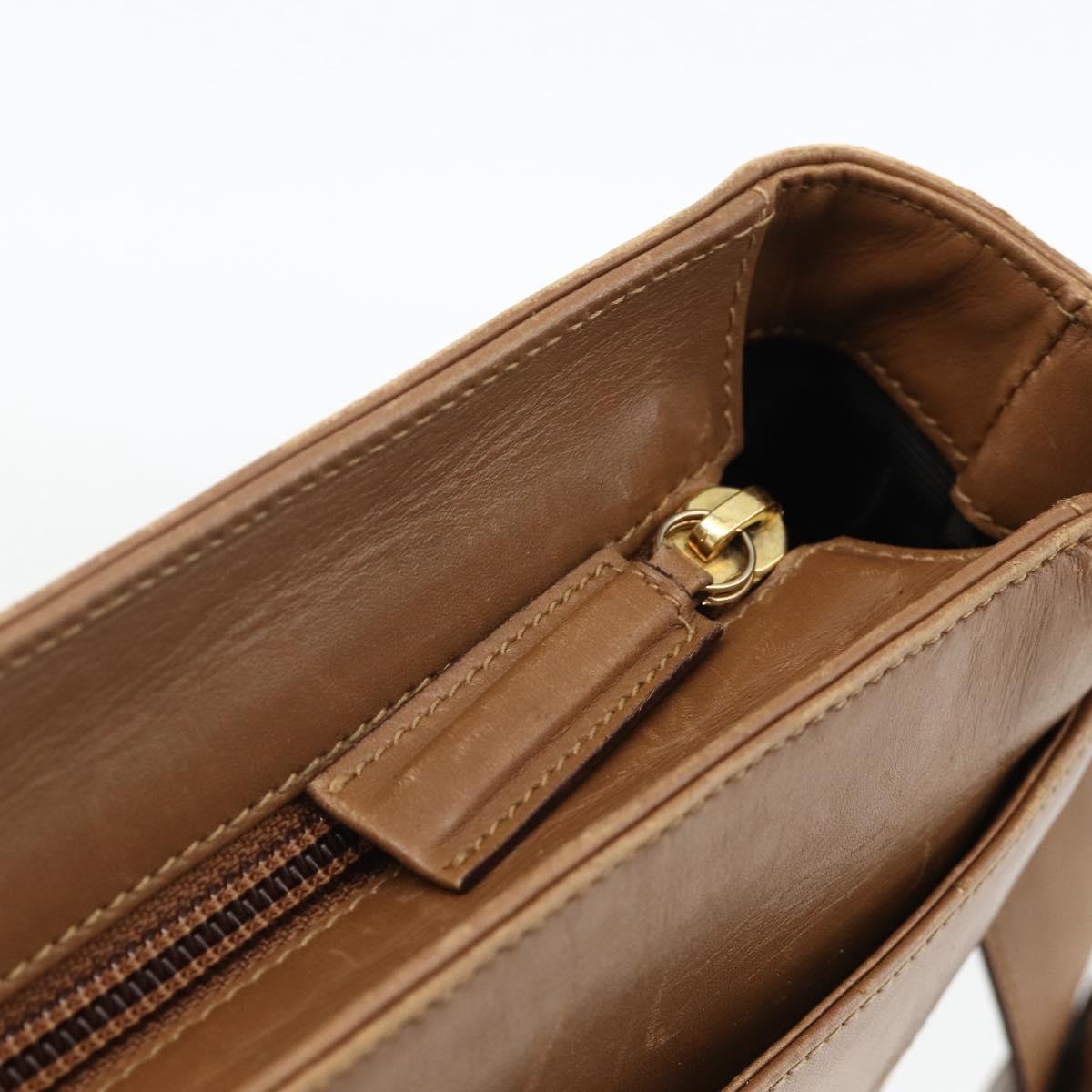 Salvatore Ferragamo Shoulder Bag Leather Brown Gold Auth ka3200