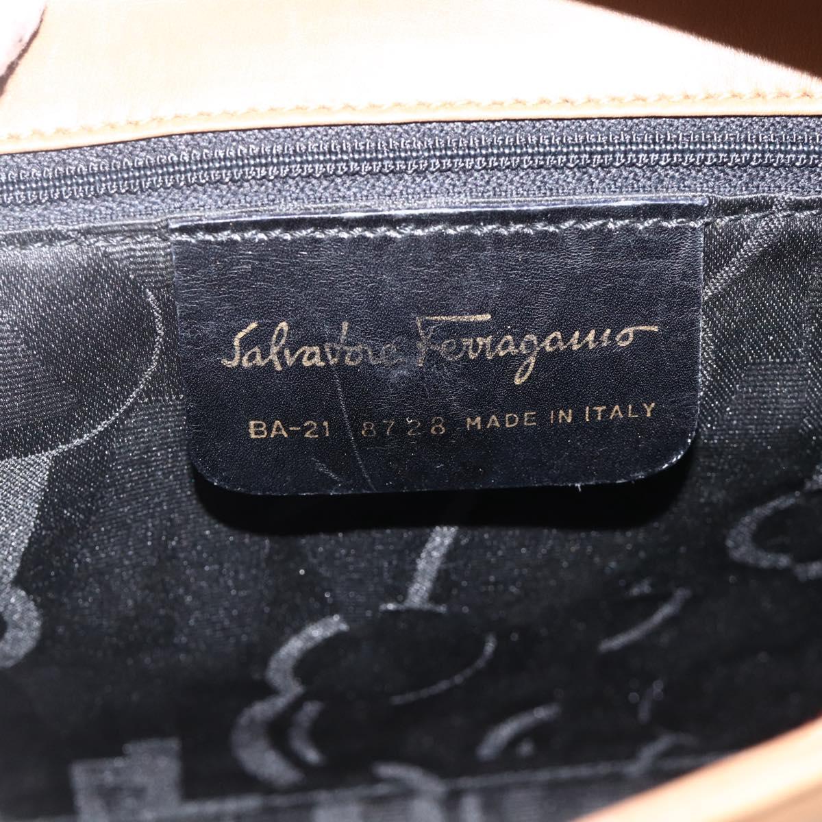 Salvatore Ferragamo Shoulder Bag Leather Brown Gold Auth ka3200