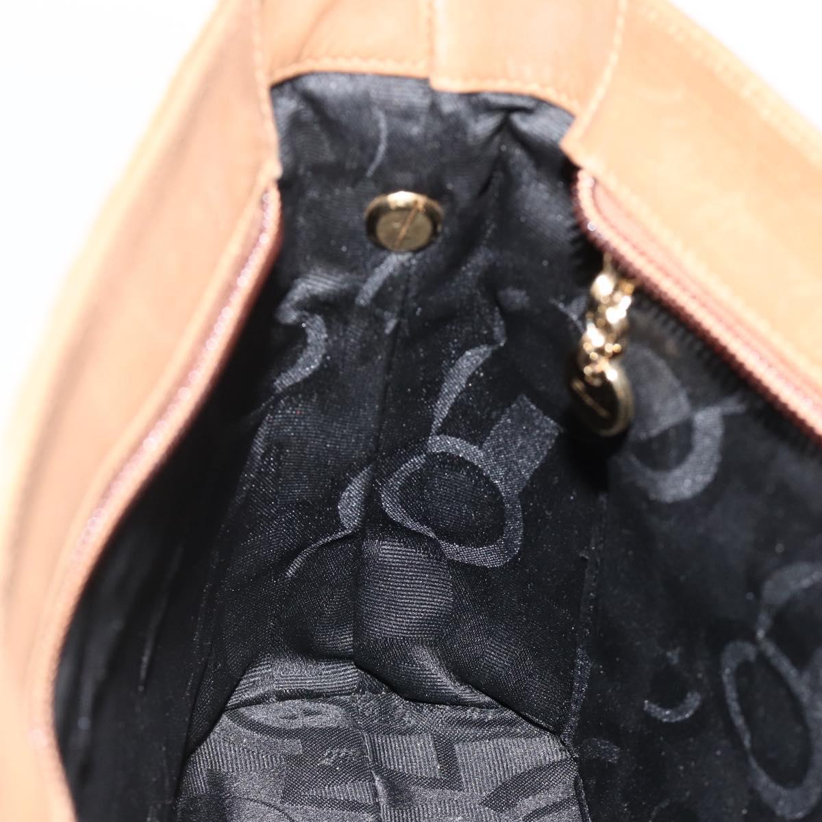 Salvatore Ferragamo Shoulder Bag Leather Brown Gold Auth ka3200