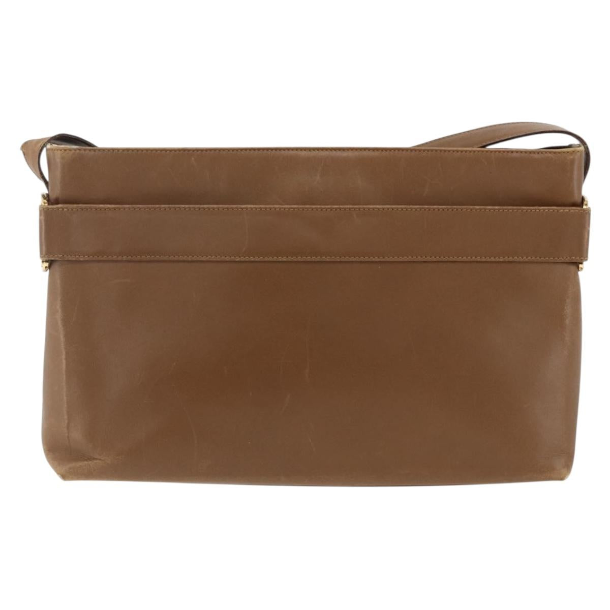 Salvatore Ferragamo Shoulder Bag Leather Brown Gold Auth ka3200