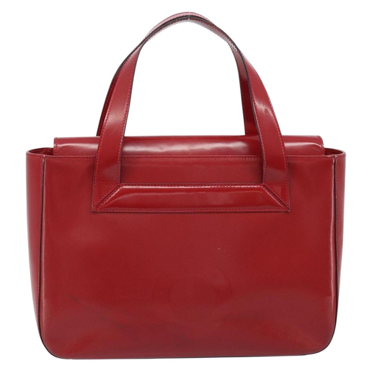 CELINE Hand Bag Leather Red Gold Auth ka3202