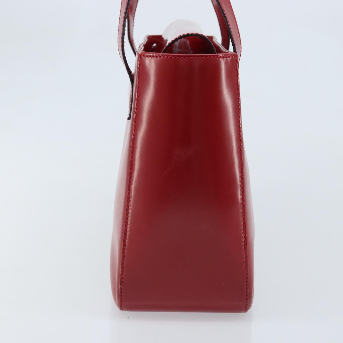 CELINE Hand Bag Leather Red Gold Auth ka3202